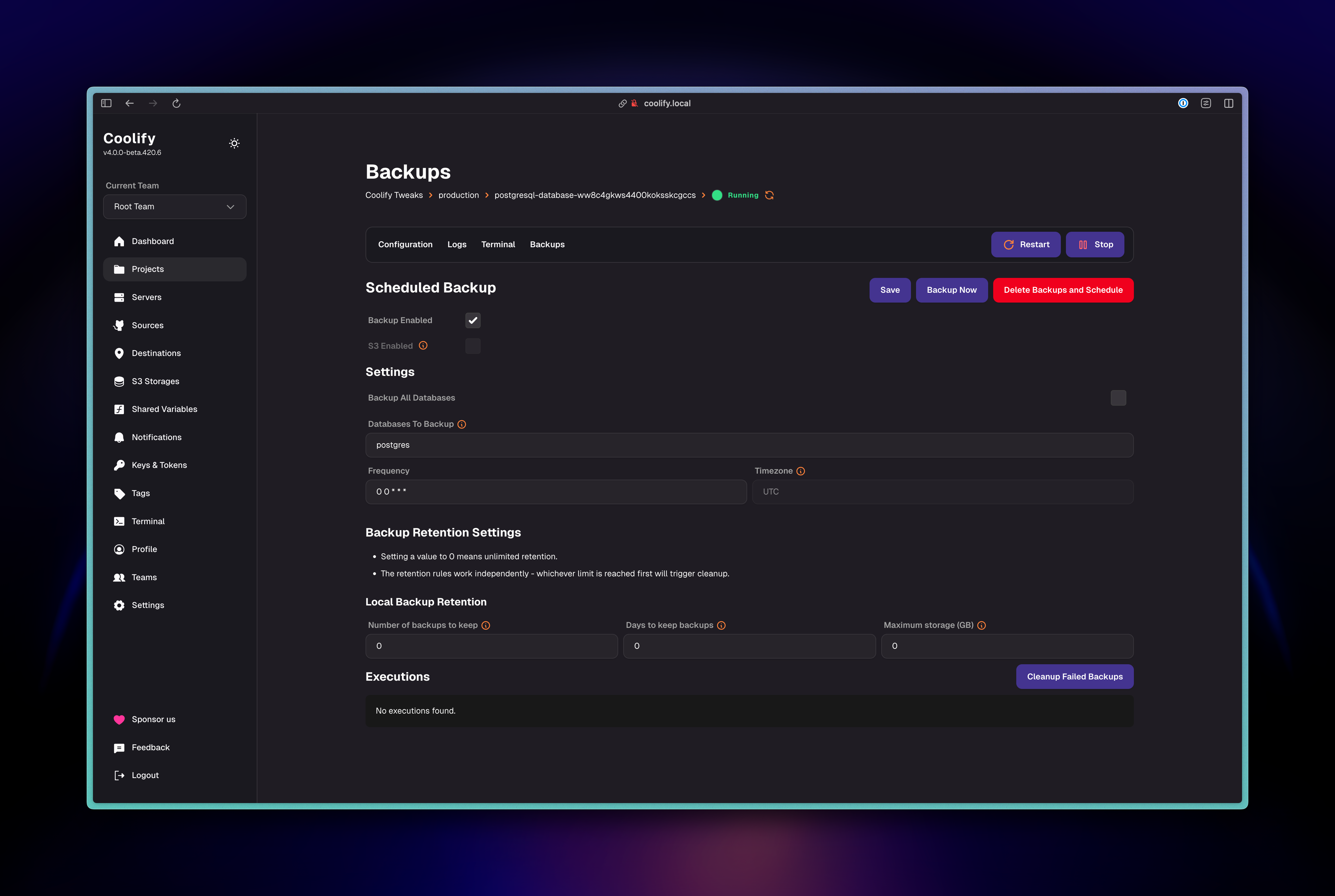 Resource Backup After