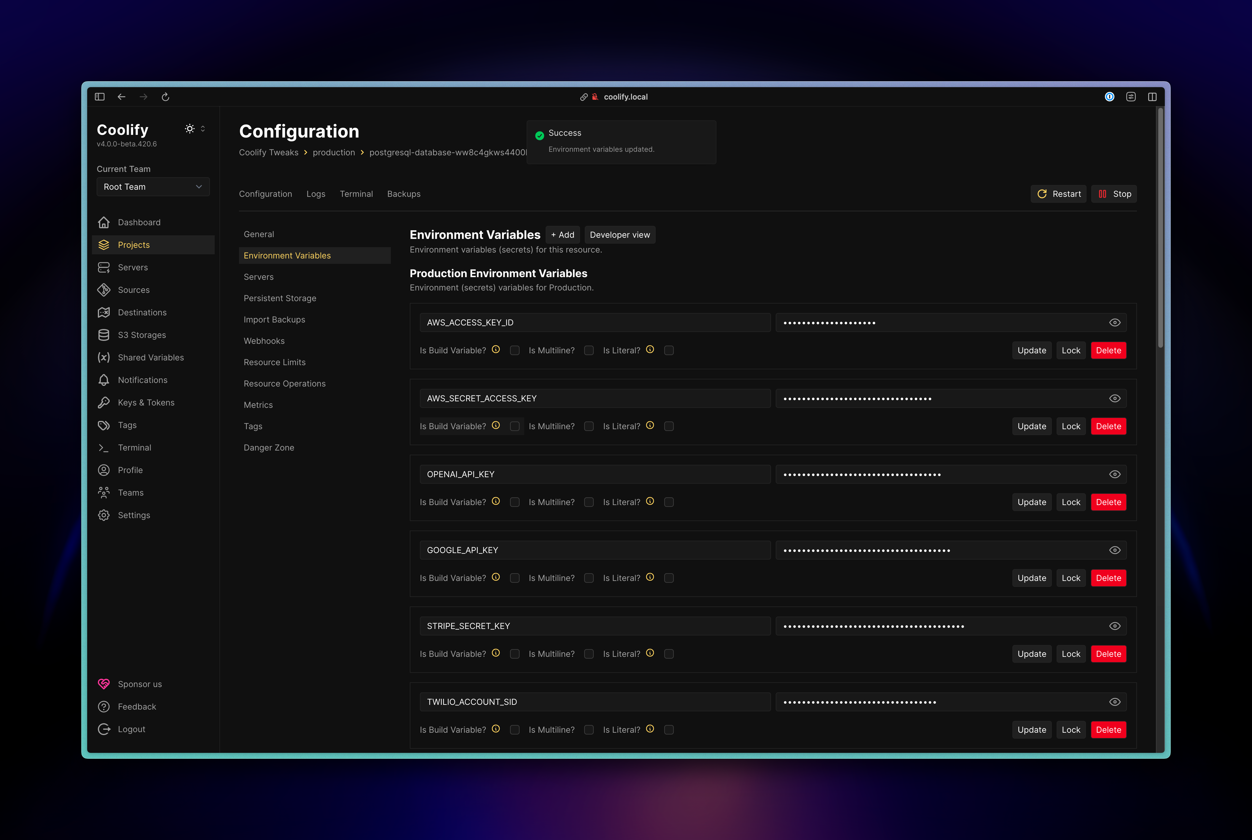 Resource Env Vars Before