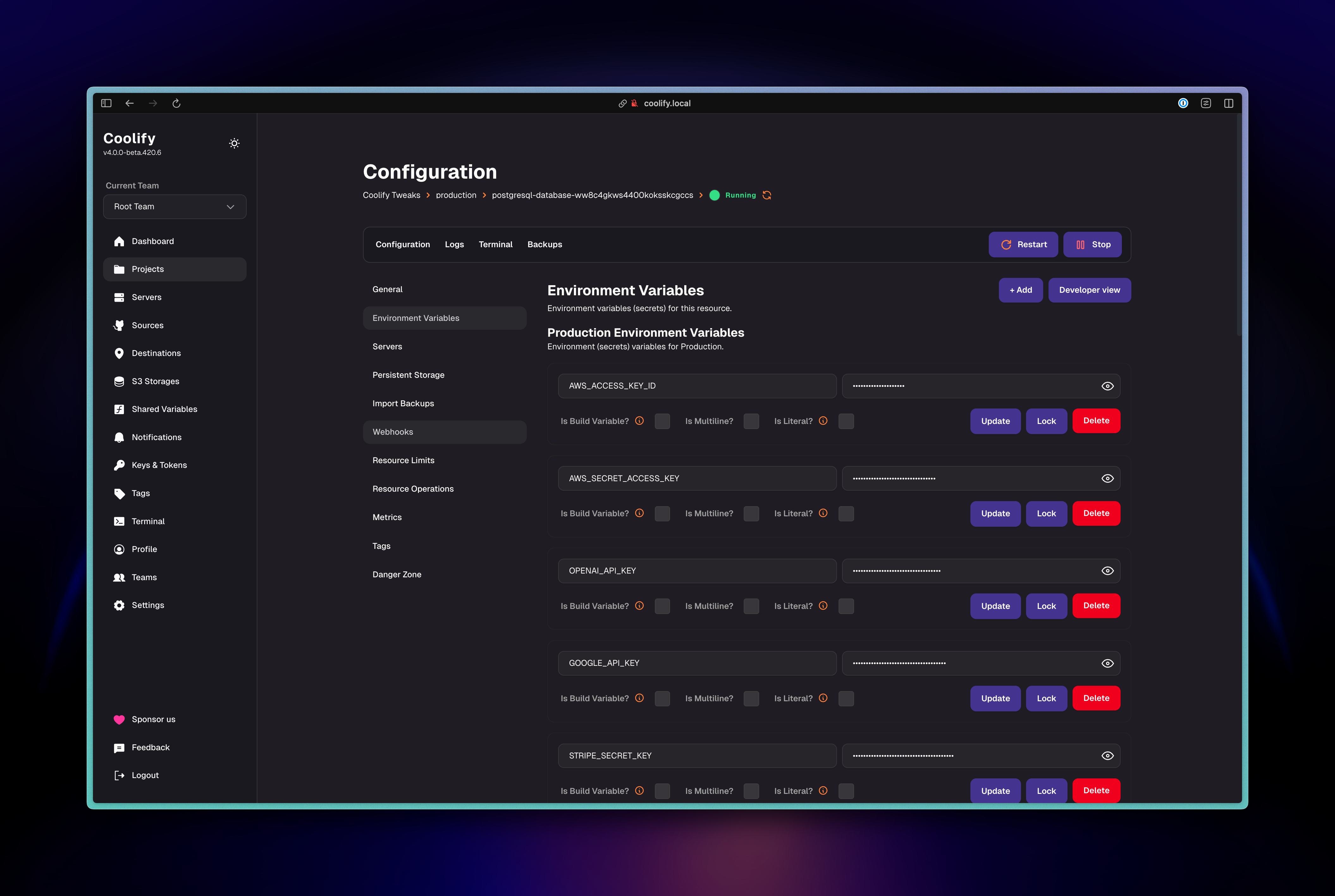Resource Env Vars After