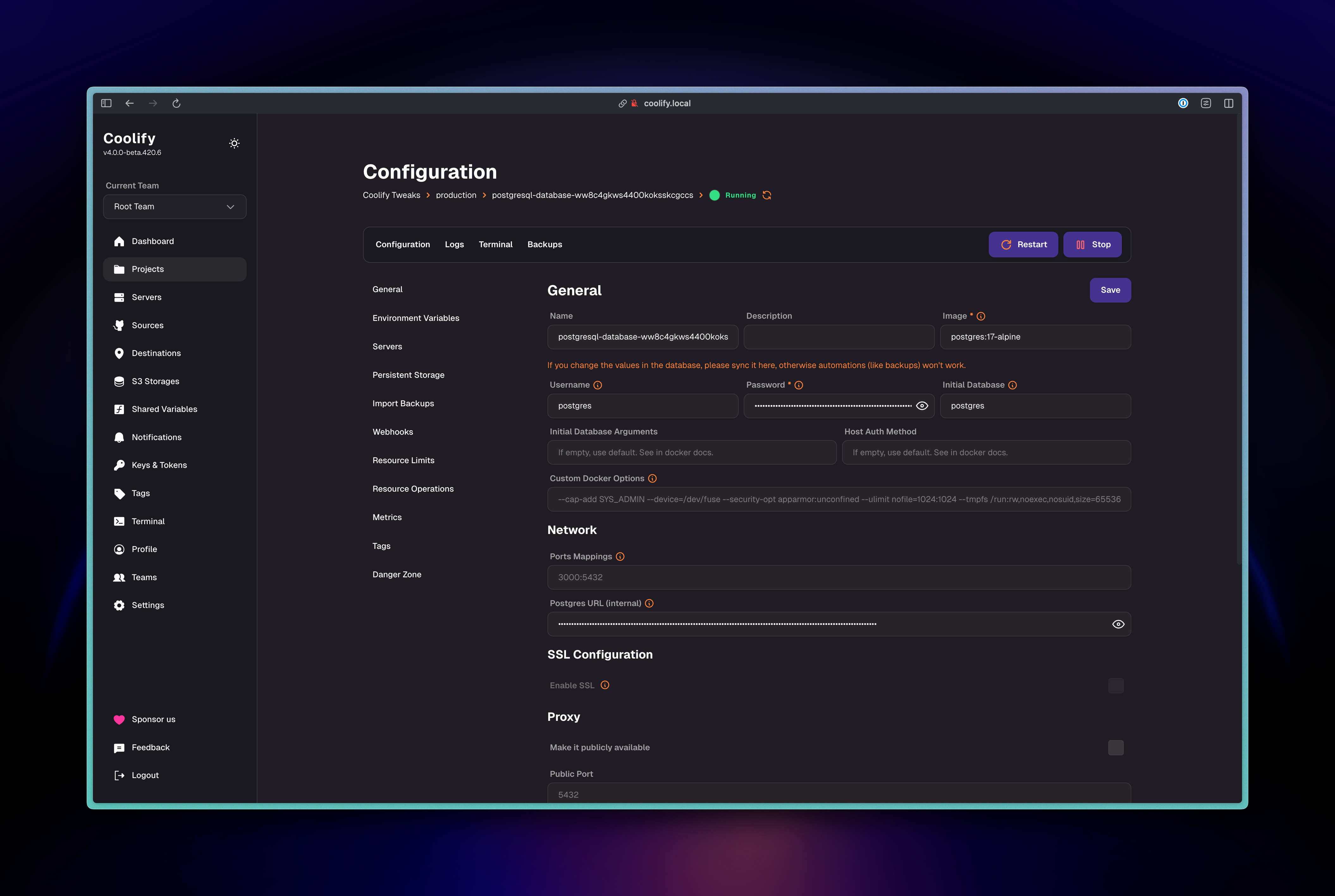 Resource Settings After