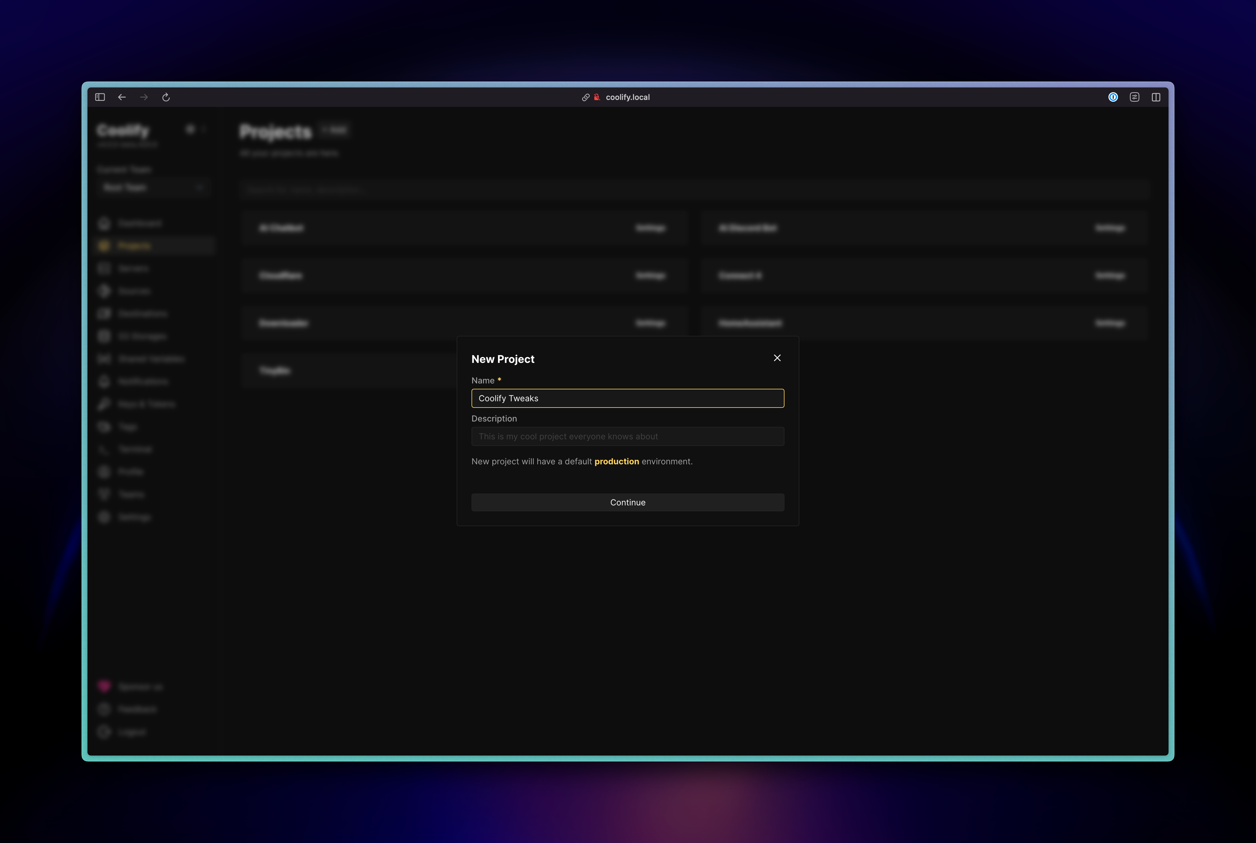 Create Project Before